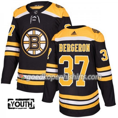 Boston Bruins Patrice Bergeron 37 Adidas 2017-2018 Zwart Authentic Shirt - Kinderen